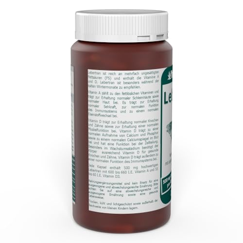 Lebertran Kapseln 500 mg von The Nutri Store, 200 Stück