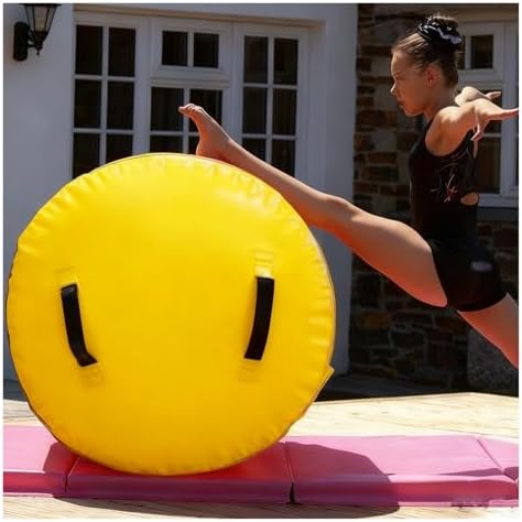 "Portable Air Tumbling Roller - 39.4" Back Bend Trainer for Kids, Indoor Gymnastics Tumble Barrel, Large Yellow Back Walkover Equipment for Home Use"