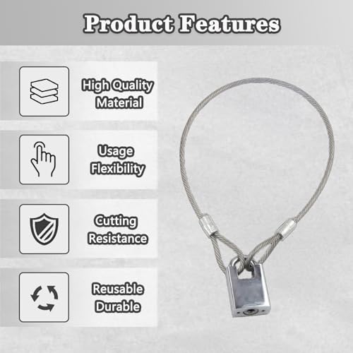 Stainless Steel Cable with Loops, Vinyl Coated Wire Rope Lanyard Lock Luggage Lock Safety Cable with Loops Security Chains Safety Cable Lock for Outdoor Gates, Stage Lighting 12inch Length - 5 Packs