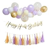 Hanamei 誕生日 飾り付けセット バースデーデコレーションセット 女の子 男の子 大人 パーティー 100days Half Birthday 【アンティークパープル Half Birthday】