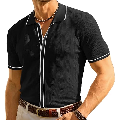 Chemise rétro en tricot à rayures haut de gamme pour homme exigeant