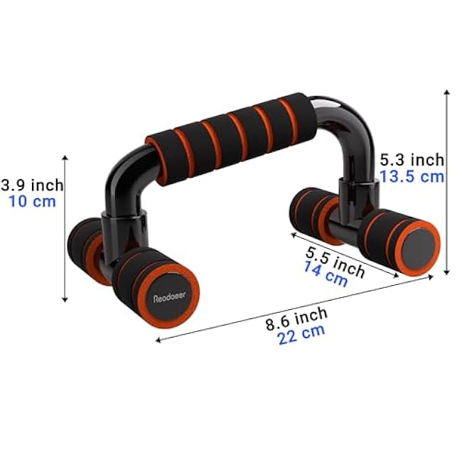 READAEER Push Up Bars Gym Exercise Equipment Fitness 1 Pair Pushup Handles with Cushioned Foam Grip and Non-Slip Sturdy Structure Push Up Bars for Men & Women