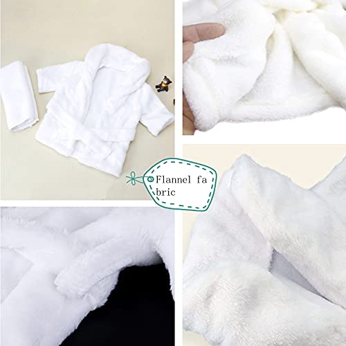 5Pcs Newborn Photography Outfits, Distart Baby Hooded Plush Towel Cotton Bathrobes Bath Outfit With Slippers Photo Props For Toddle Infant Girls And Boys Shower Shoot Gift (White), 0-6 Months #TOP3