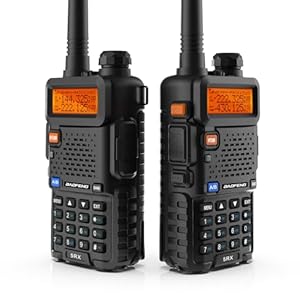 BAOFENG 5RX Walkie Talkies Long Range Multi-Band Two Way Radio Handheld Ham Radio Amateur, Airband, DTMF, One Key Frequency Match (Black, 2 Pack)