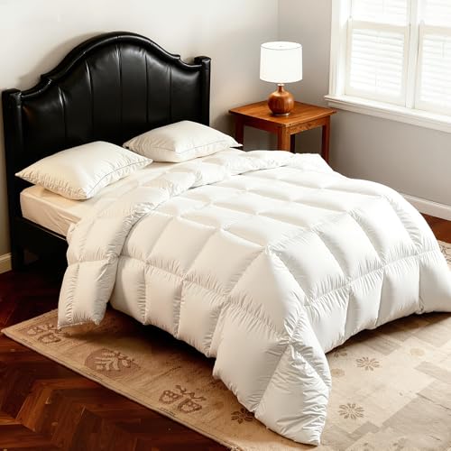 Goose Down Fiber Comforter King Size, 100% Cotton Luxurious Hotel Duvet Insert for All Season,...