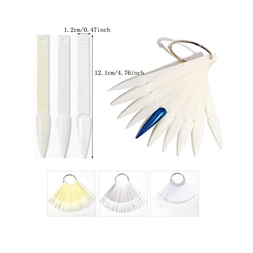 Onnpnn 150 Piece Nail Swatch Sticks With Metal Ring, Fan Shape Nail Art Polish Display Tips, Diy Manicure Practice Display Board, False Nail Tip Color Card Detachable Practicing Stick For Home Salon #TOP2