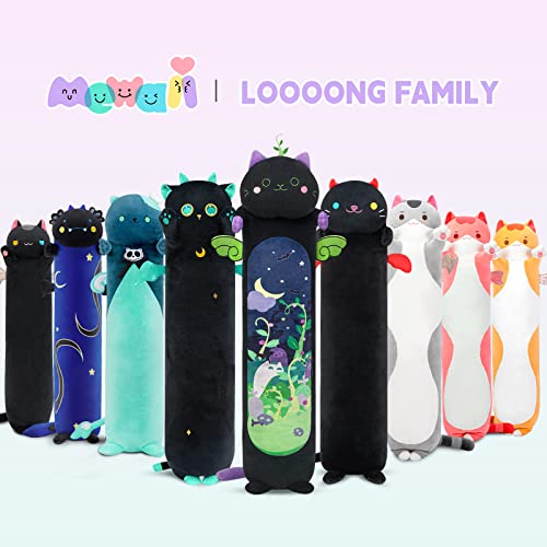 Mewaii Long Cat Plush Kawaii Body Pillow, 28” Cute Black Cat Stuffed Animals Soft Plushies, Kitten Plush Throw Pillow Doll Big Plush Toys Gift For Girlfriend #TOP6