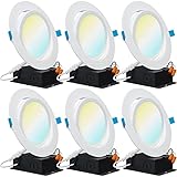Sunco Lighting 6 Pack Recessed LED Lights Canless 6 Inch Eyeball Gimbal 12W, Selectable 2700K/3000K/3500K/4000K/5000K, Angled Directional Light with Jbox, Ultra Slim Dimmable, ETL
