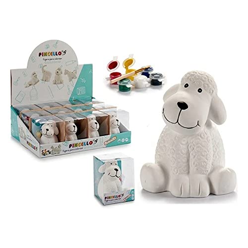 Pincello S3606181 Hucha Dog, Blanco, Cerámica, 10 X 13 X 11 Cm
