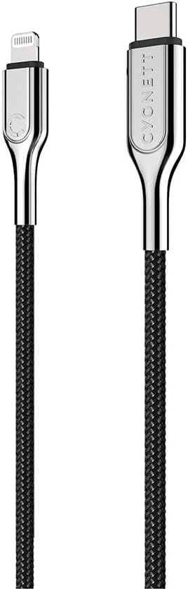 Cygnett USB-C to Lightning Cable Apple Certified MFI, Fast Charging [3A/30W] [Sync] [Charge] Long Lasting, 5 Years Warranty - All iOS devices - Stainless Steel - 2M/6ft - Armored Braided Black