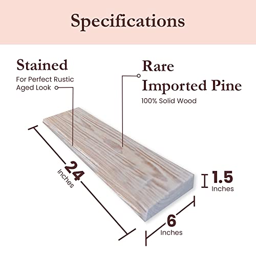 Willow & Grace Wood Floating Shelves For Wall Decor - Floating Shelves For Wall - Real Wood, Wall Shelf, For Bathroom, Kitchen, Living Room - Room Decor - White 24" Hanging Shelves - Set Of 2 #TOP2