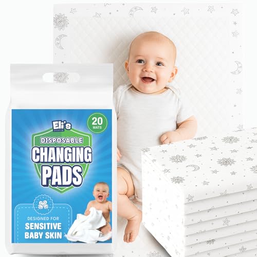 Eli with Love Disposable Baby Changing Pads - Soft, Waterproof & Leakproof Liners Absorbent Underpads - Large Travel Size Diaper Changing Mat for...
