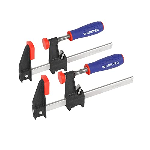 WORKPRO 6-Inch Steel Bar Clamps Set, 2-pack Quick-Release Clutch Style Bar Clamps with 2-1/2" Throat, Micro-Adjustment Handle and 600 lbs Load Limit, Steel F Clamp for Woodworking, Metalwork