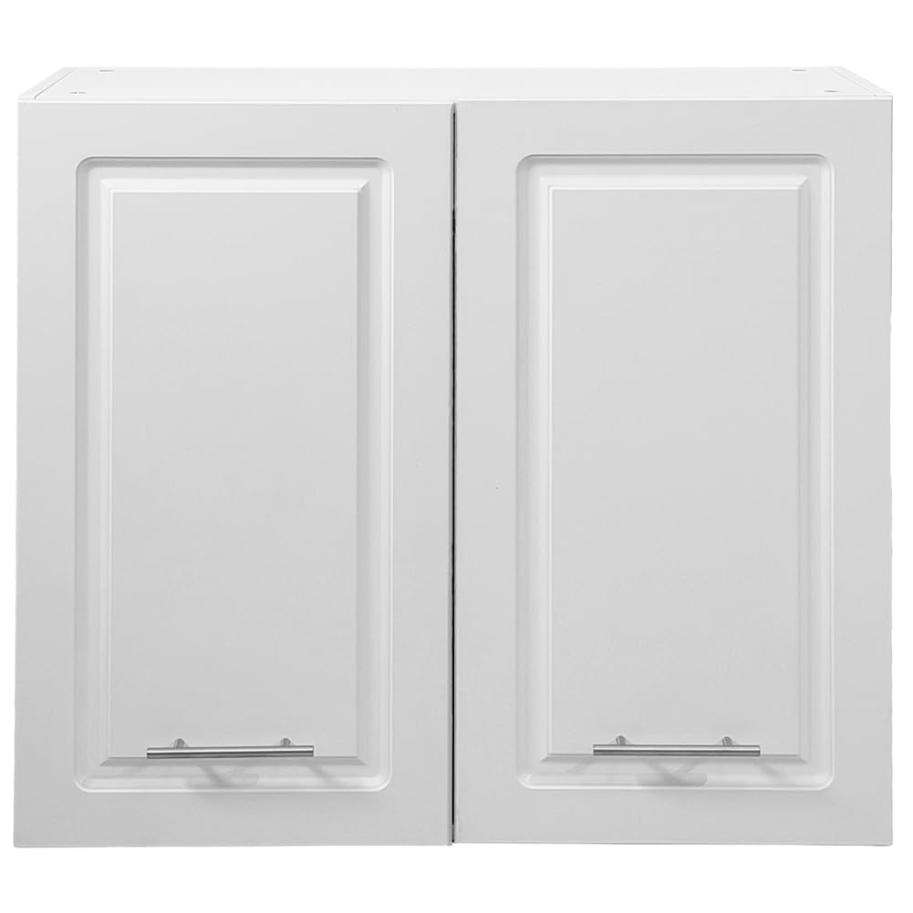 Shally Dogan Pensile da Cucina a Parete Design Boiserie, Armadio Sospeso in Legno con Doppia Anta, 1 Ripiano e 2 Scomparti, Armadietto a Muro Spazioso Resistente, 80 x 32 x 72H cm (Bianco)