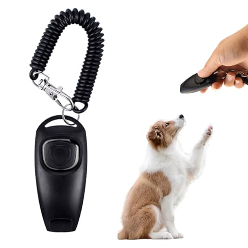 SOGHO Hundepfeife,Klicker Hund,Hundepfeife Rütter Rückruf,Pfeife Klicker Hundeklicker Set,Hundepfeife Mit Klicker Und Lanyard,2 IN 1 Funktionsdesign Für Hund,Katze,(Schwarz)
