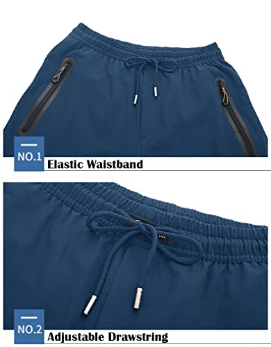 MAGCOMSEN Men's Gym Stretch Jogging Trousers - Lightweight Long Workout Trousers with Zipper Pockets - Summer Tracksuit Bottoms - Blue Gray - Image 4