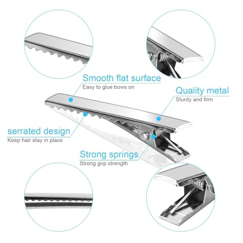 Image of NEOBABY Plain Alligator Metal Hair Clips | Crocodile Clips Styling Sectioning Hair Duck Teeth Hair pins | Curl Clips Barrettes | Craft DIY Accessories for Girls and Women's