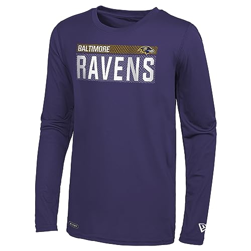 New Era NFL Football Men's Blitz Long Sleeve Performance Lightweight T-Shirt, Baltimore Ravens, X-Large