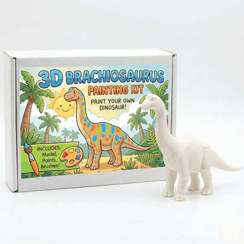Image of Unscroo DIY 3D Model Painting Kits - Dinosaurs, Ice Age Animals & Unicorns - 3D Printed Art & Craft Hobby Gift for Kids, Teens & Adults - Return Gift Sets (Brachiosaurus Single)