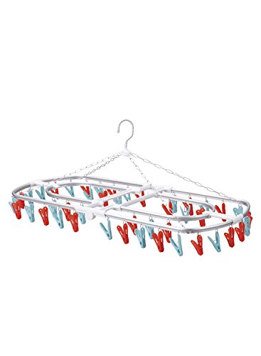 シービージャパン 洗濯 物干し ハンガー スカイブルー×サンレッド アルミフレーム 44ピンチ 隠し干し アルミニウム製フック Kogure
