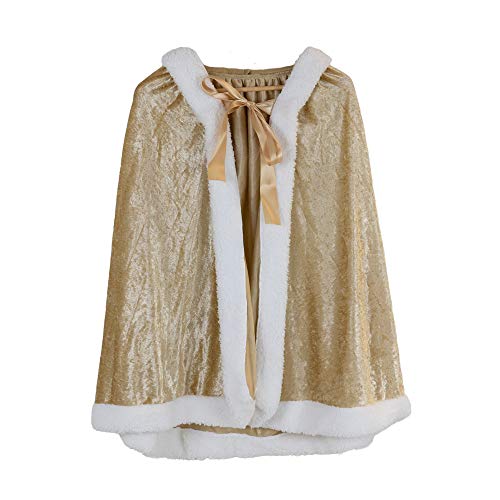 Everfan Youth Princess Cloak | Hooded Cape Costume For Kids (Gold) #TOP16