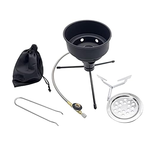 F Fityle Minigrill, bärbar vedspis, campingkök utomhus träförgasare av rostfritt stål för camping, BBQ, picknick, balkong – för platt behållare