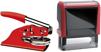 South Carolina Notary Seal Embosser and Stamp Bundle | Red 4913 Self Inking Stamp and Preium Red Seal Embosser