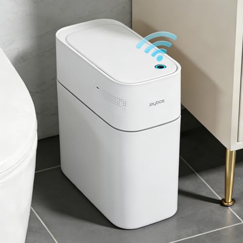 JUDRDO 3.5 Gallon Slim Automatic Trash Can for Bathroom,Touchless Diaper