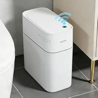 JUDRDO 3.5 Gal Slim Touchless Bathroom Trash Can, Automatic Diaper Pail