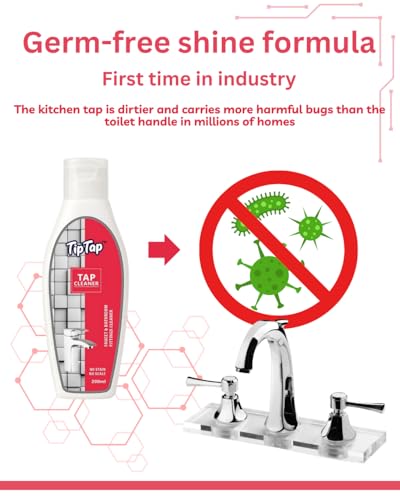 Image of TipTap Premium Tap Cleaner 200ml | Hard Water Stain & Limescale Remover | Tap & Faucet Cleaner for Bathroom and Kitchen | Tap Shiner