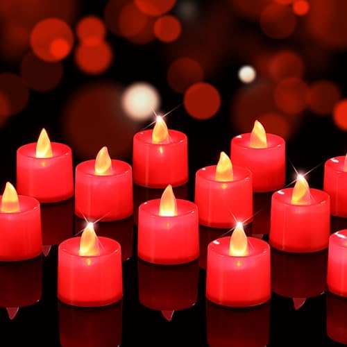 VIHOSE 48 Pcs Red LED Votive Candles Valentine's Day