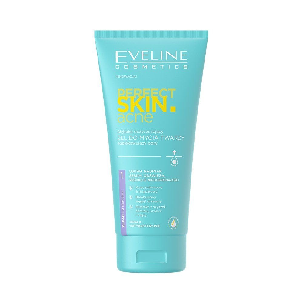 Eveline Cosmetics Perfect Skin Acne Deep Cleansing Face Cleansing with Shikimic Acid & Mandelic Acid - Oil Control, Pore Reduction and Blemish Removal