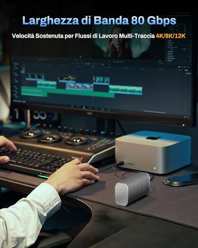 D1 SSD Pro 80Gbps M.2 NVMe SSD Enclosure, fino a 7061MB/s, Custodia Interamente in Alluminio con Raffreddamento Efficiente, Silenziosa(senza disco) - Hdd - Immagine 2