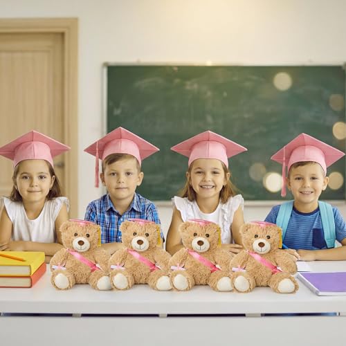 Aoriher 6 Pcs Class of 2026 Gifts Graduation Teddy Bears, 14 Inch Khaki Cute Soft Plush Stuffed Bears Animals with Cap, Diploma, Congratulations Sash, End of Year Gift for Kids Girl Boy Adult(Pink) by Aoriher - Used condition - Image 6