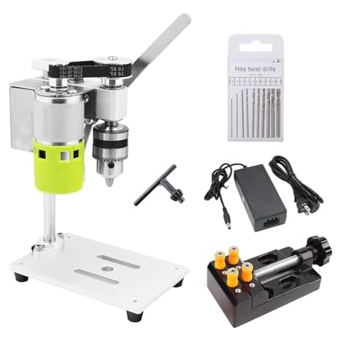 Mini Drill Press, Weytoll 24V Mini Bench Drill, Benchtop Drill Press, Portable Precision Drilling Machine, 7-Speed Low Noise Desktop Drilling Machine for Handicraft DIY Jewelry Making Metal Cover