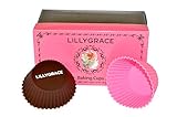 #1 Non Stick Cupcake Liners by LillyGrace, 20 Baking Cups/2 Colors, Premium Silicone, Great Gift Set, 30 Recipes EBook