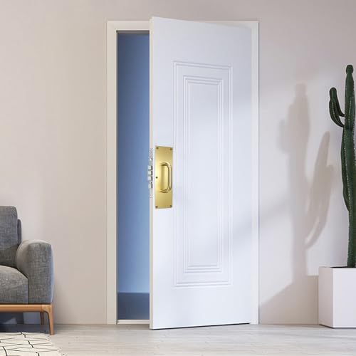 Image of Sumnacon 1 Set 12 inch Stainess Steel Door Handle Pull & Push Plate - Heavy Dutyr Gold Gate Handle Bar for Home /Office /Warehouse /Public,Suitable of Wooden /Composite Door with Screws,Brushed