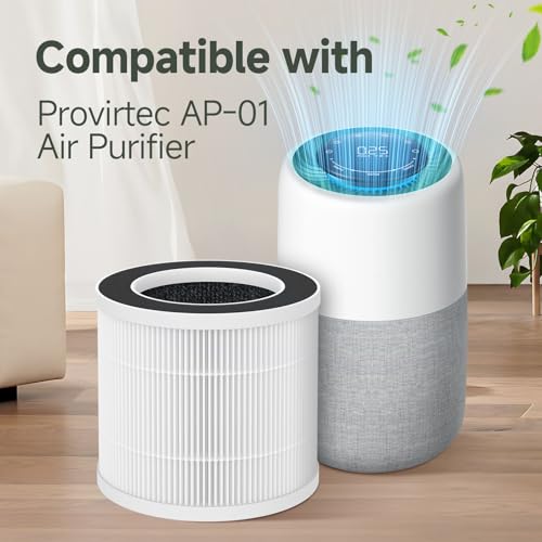 AP-01 Replacement Filter Compatible with Provirtec AP-01 Air Purifier, 4-in-1 H13 True HEPA Filter with Activated Carbon, 2 Pack by Horserdy - Image 2
