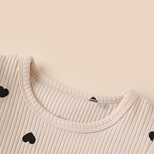 Newborn Baby Girl Clothes Infant Girls Outfits Ribbed Ruffled Long Sleeve Romper Bodysuit Pants Headband Set3