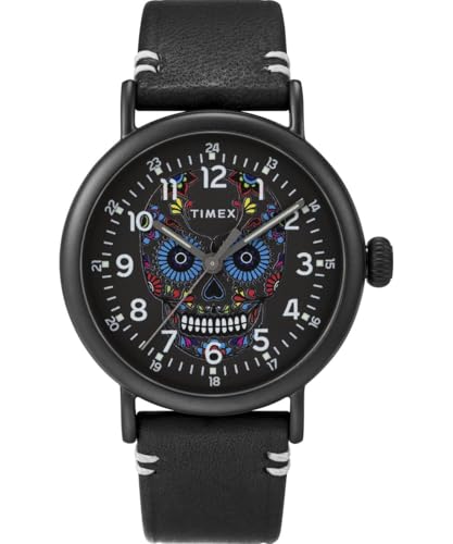 Montre Timex Homme quartz avec bracelet cuir : le cadeau parfait Dia de Los Muertos