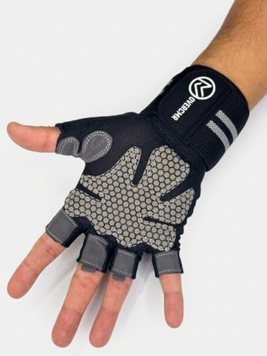 Image of Gym Gloves for Men Workout| Padded with Silicone Grid for Maximum Grip | Breathable Polyester | Gym Gloves for Women | Anti-Blister Workout Gloves for Weightlifting, Gym & Cycling| Grey (XL)