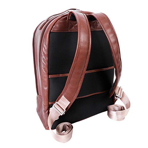 Mcklein, S Series, Parker, Pebble Grain Calfskin Leather, 15" Leather Dual Compartment Laptop Backpack, Brown (88554) #TOP1