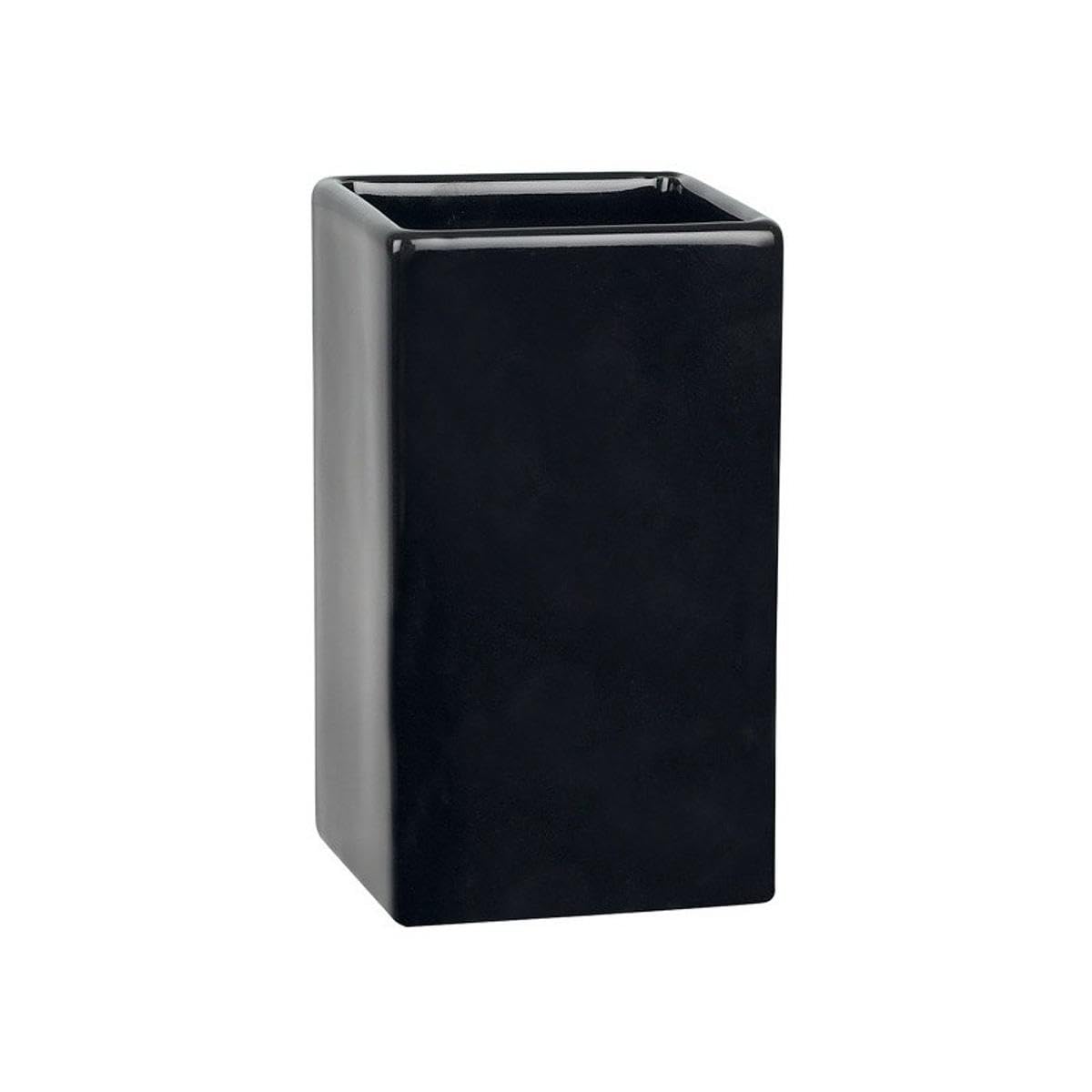 Spirella Quadro Toothbrush Holder Stoneware Black Height 10.5 cm x Width 6.5 cm