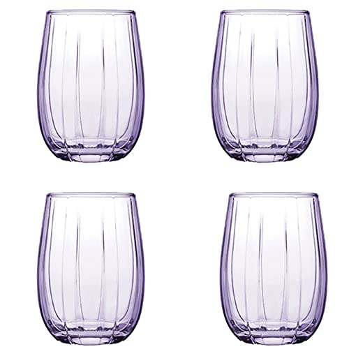 Set de 4 vasos de vidrio color morado 13 oz