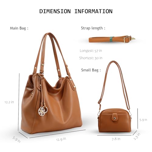 PU Leather Hobo Tote Bag Set for Women, Large Shoulder Handbag with Adjustable Strap and Crossbody Bag, Ideal for Daily Use2