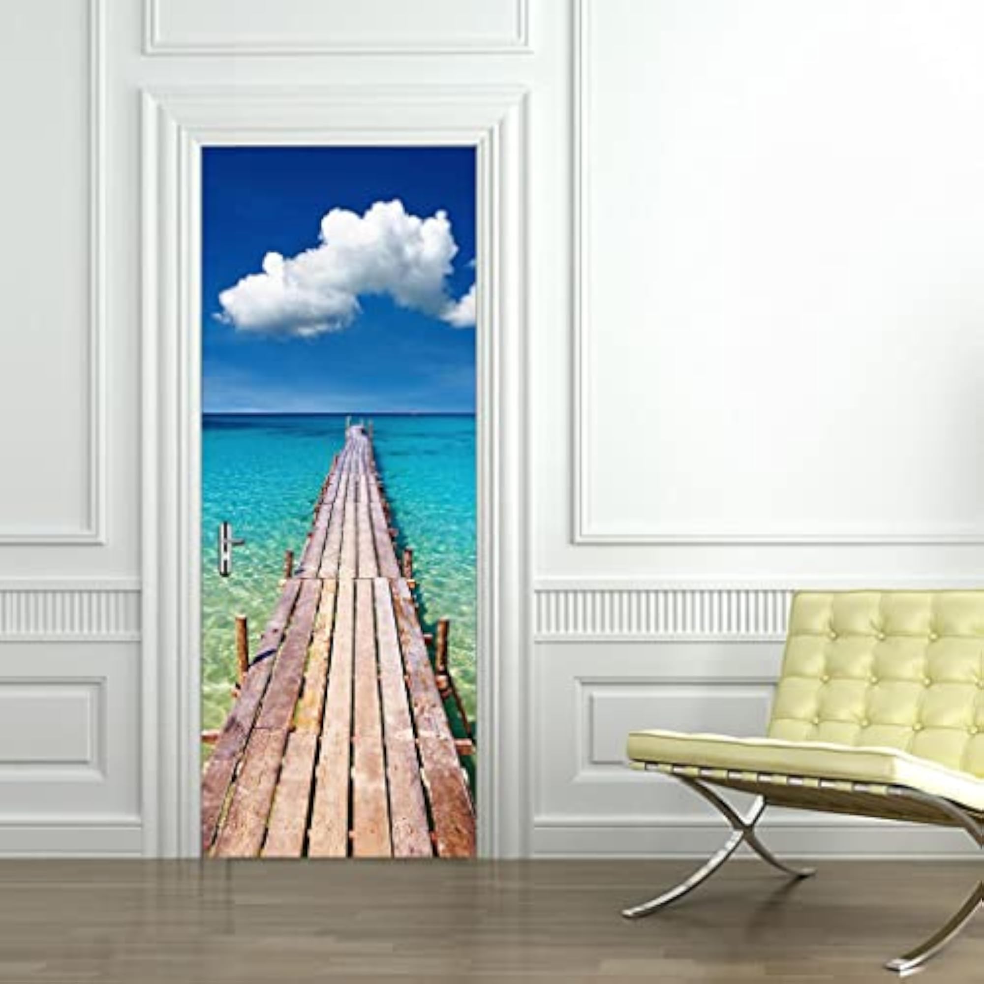 3D Door Wall Stickers Decal Self Adhesive Mural Decor Seaside Scenery