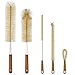 ALINK 5 Pièces Nettoyant Pour Brosse à Bouteille - Long Manche en Bambou Brosse de Nettoyage de Paille Pour Bouteille d'eau Pour Laver la Carafe à Vin de Bière à col étroit, Biberon, Thermos, Flacon