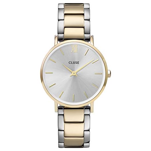Cluse Damen Analog Quarz Uhr mit Edelstahl Armband CW0101203028, Silber/Gold