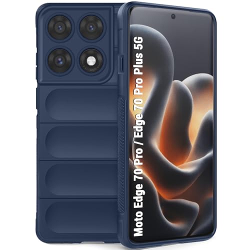 Image of TheGiftKart Liquid Silicon Back Cover Case for Motorola Moto Edge 70 Pro / 70 Pro Plus 5G | Shockproof Military Grade Protection | Micro-Fibre Cloth On Inner Side | Anti-Slip Grip Cover (TPU, Blue)