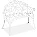 Best Choice Products Floral Rose Accented Metal Garden Patio Bench w/ Antique Finish - White